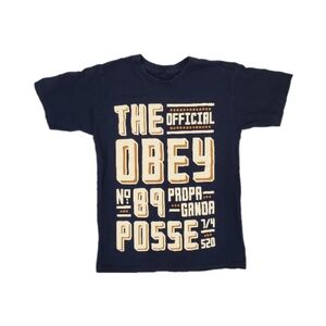 Obey Propaganda Men's Navy‎ Blue Official Posse T-Shirt Small